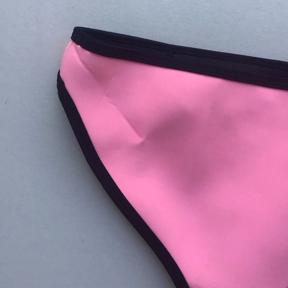 Triangl Swimwear colorblock Pink orange Black Bikini bottom NWT